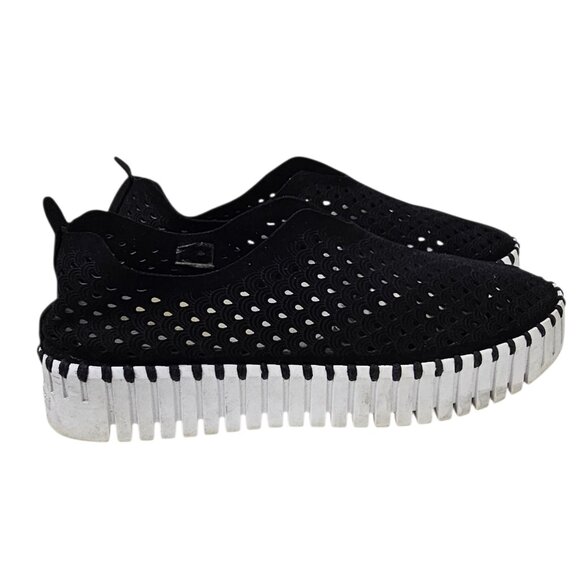 Ilse Jacobsen Tulip Perforated Slip On Shoes, Black, Platform,Size 39 / US 8.5-9 - Picture 5 of 9